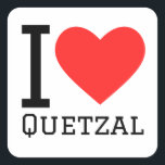 I love quetzal square sticker<br><div class="desc">I love quetzal ,  for bird lovers</div>