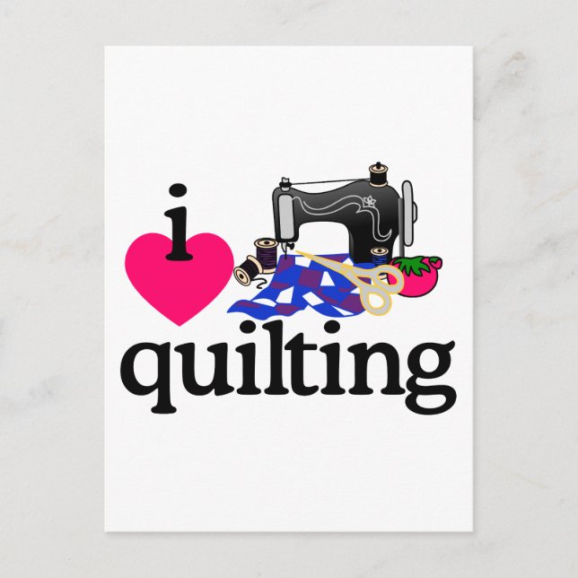 I Love Quilting Postcard (Front)