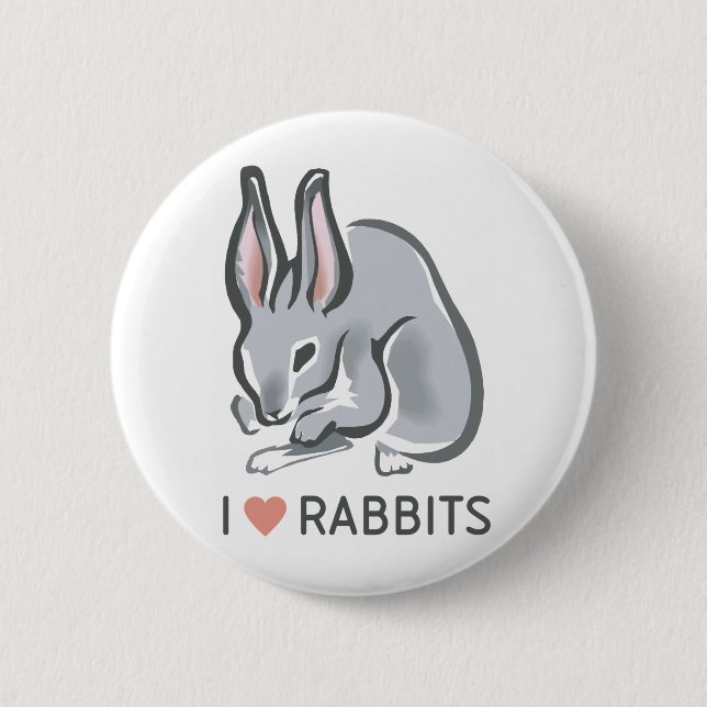 I Love Rabbits 2 Inch Round Button (Front)