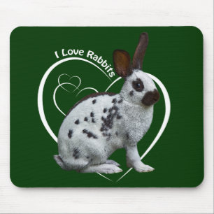 I Love Rabbits Mousemat (Dark Green) Mouse Pad