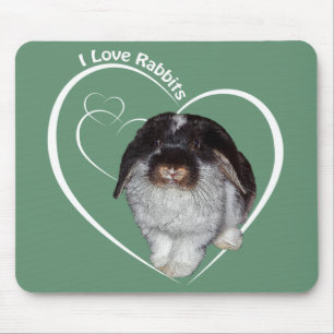 I Love Rabbits Mousemat (Green) Mouse Pad