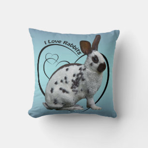 I Love Rabbits Pillow (Sky Blue)