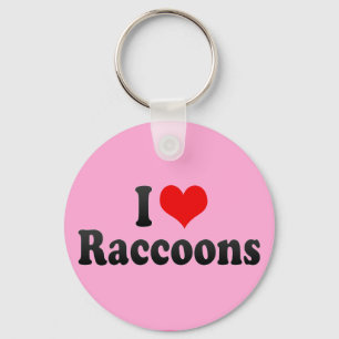 I Love Raccoons Keychain