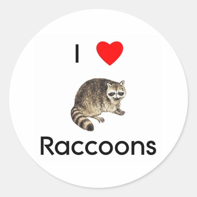 I love raccoons Sticker (Front)