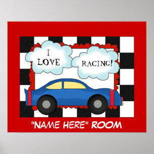 I Love Racing Kids Room Poster