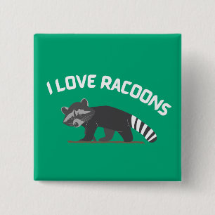 I Love Racoons 2 Inch Square Button