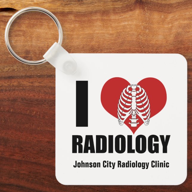 I Love Radiology Cool Custom Radiologist Clinic Keychain (Front)