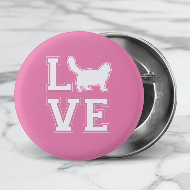 I Love Ragdoll Cats Bold Typography Pink 1 Inch Round Button (I Love Ragdoll Cats!  Show your affection with this cute Button design!)