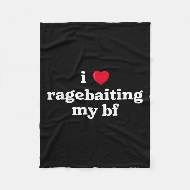 I Love Ragebaiting My Bf Heart Boy Friend Funny Sa Fleece Blanket (Front)