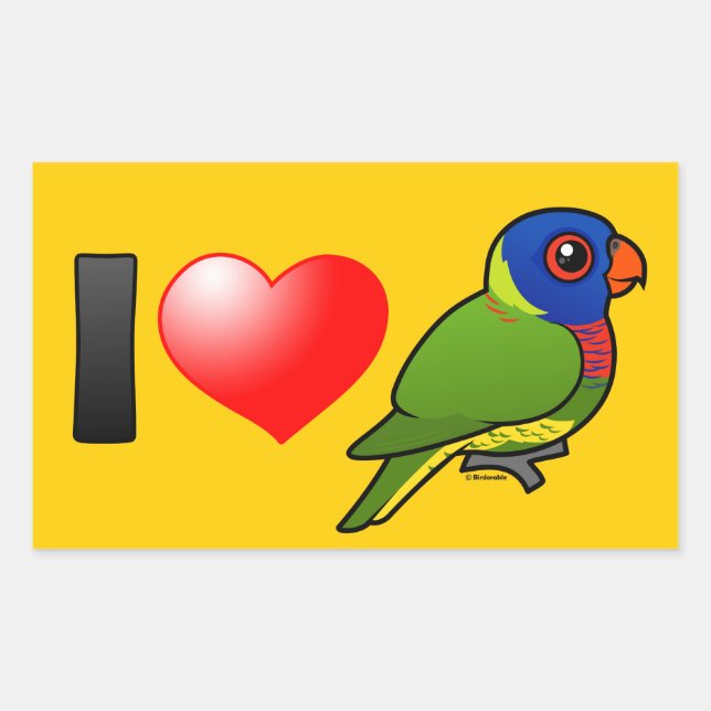 I Love Rainbow Lorikeets Sticker (Front)