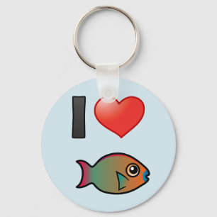 I Love Rainbow Parrotfish Keychain