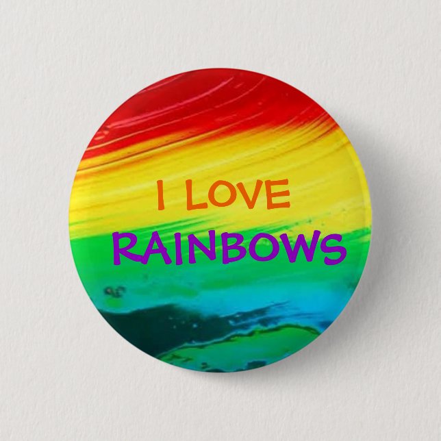 I Love Rainbows 2 Inch Round Button (Front)