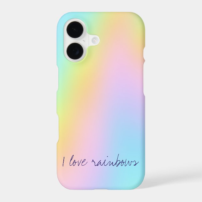 "I Love Rainbows" Pastel Rainbow Abstract Gradient iPhone Case (Back)