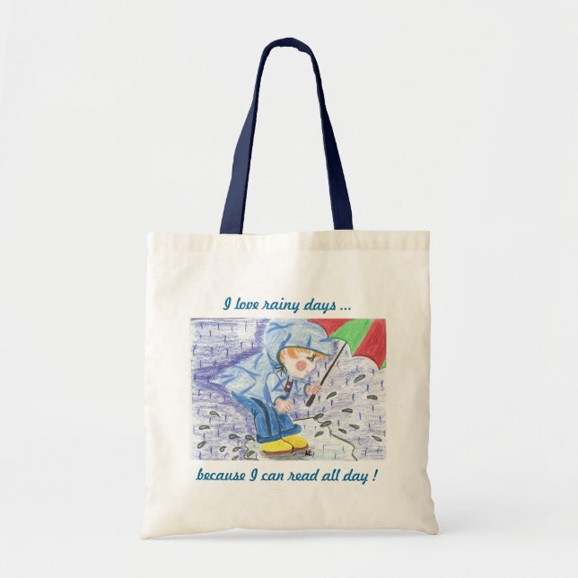 I love rainy days small tote bag (Front)