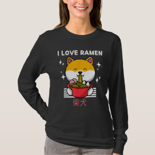 I Love Ramen Cute Shiba Inu Eats Ramen Japanese T-Shirt