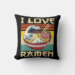 I Love Ramen Japanese Cute Kawaii Anime Gifts Girl Throw Pillow