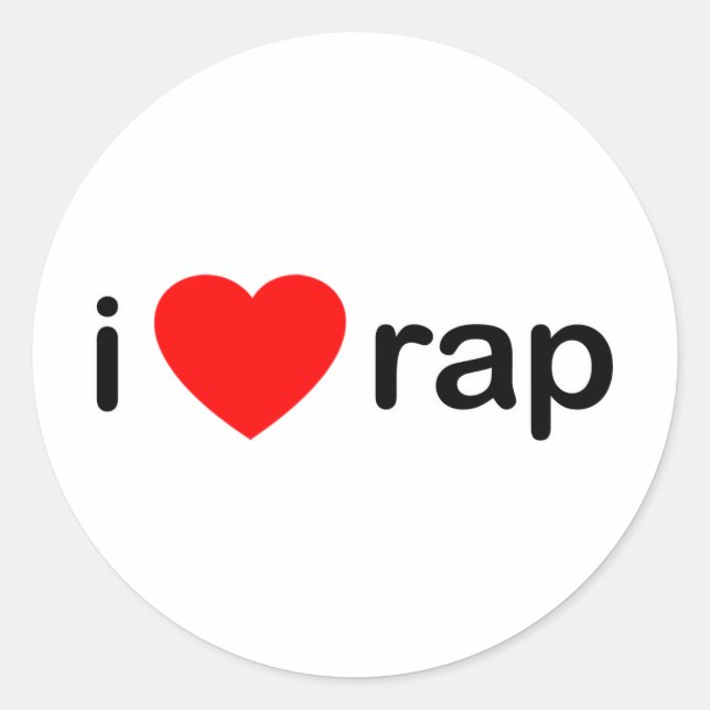 I Love Rap Classic Round Sticker (Front)