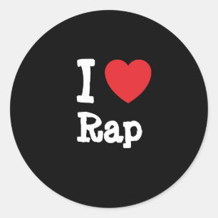 I love Rap heart custom personalized Classic Round Sticker