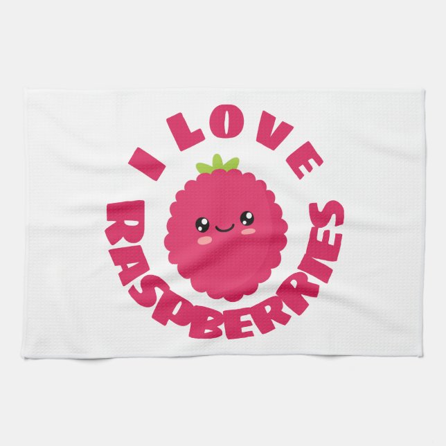 I love Raspberries Kitchen Towel (Horizontal)