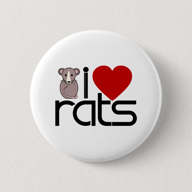 I Love Rats 2 Inch Round Button (Front)