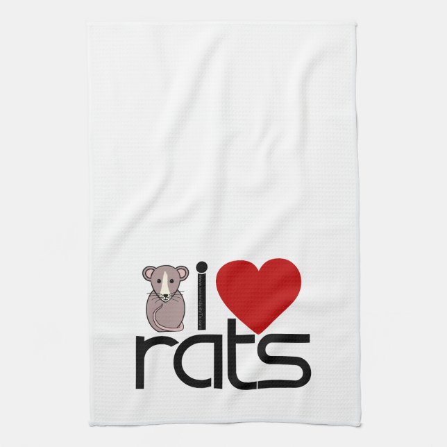 I Love Rats Kitchen Towel (Vertical)