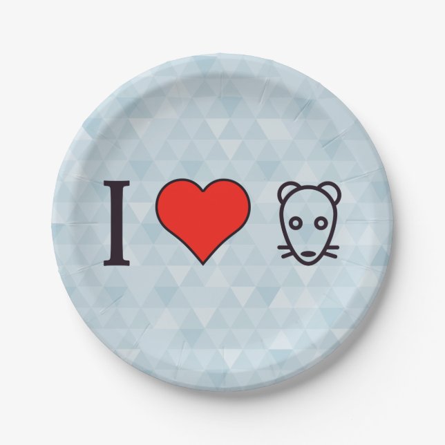 I Love Rats Paper Plate (Front)