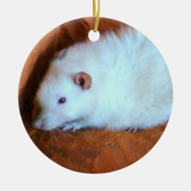 I Love Rats White Rat Snowball Ornament (Front)
