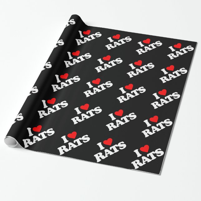 I LOVE RATS WRAPPING PAPER (Unrolled)