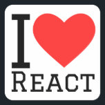 I love react square sticker<br><div class="desc">I love react ,  for code lovers</div>