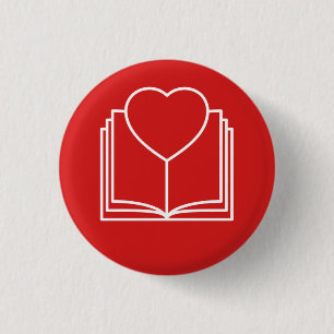♥ i love reading books 1 inch round button