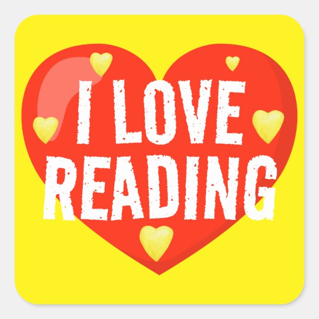 I Love Reading Classroom Reading Reward Square Sticker (Front)