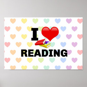 I Love Reading, colorful design Poster