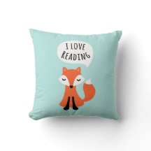 I love reading cute cartoon fox on blue background