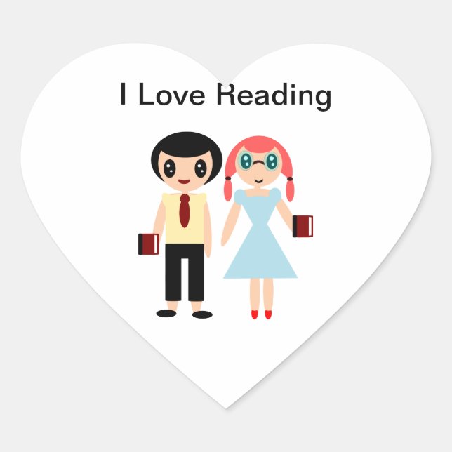 I Love Reading Heart Sticker (Front)