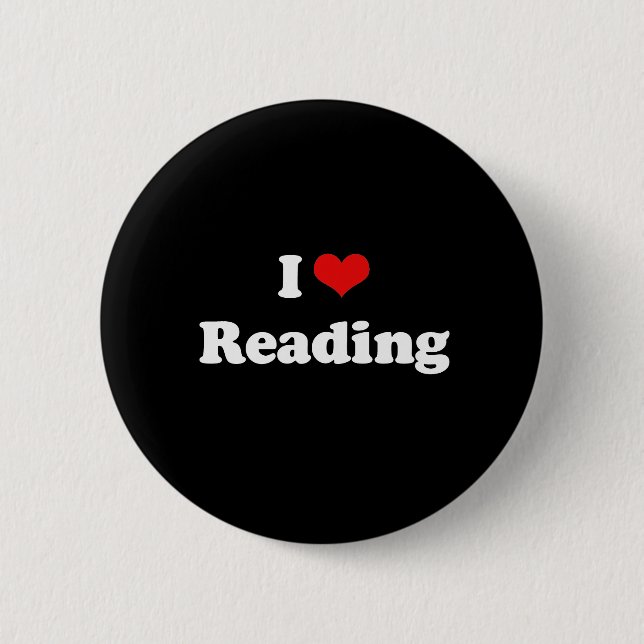 I Love Reading Tshirt 2 Inch Round Button (Front)
