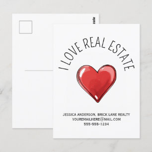 I Love Real Estate Promotional Heart Postcard