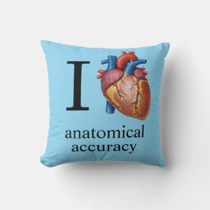 I Love {real heart] Anatomical Accuracy - Improved Throw Pillow