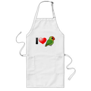 I Love Red-headed Lovebirds Long Apron