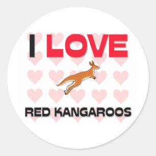 I Love Red Kangaroos Classic Round Sticker
