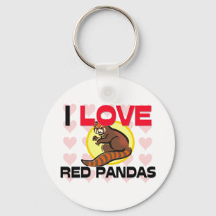 I Love Red Pandas Keychain