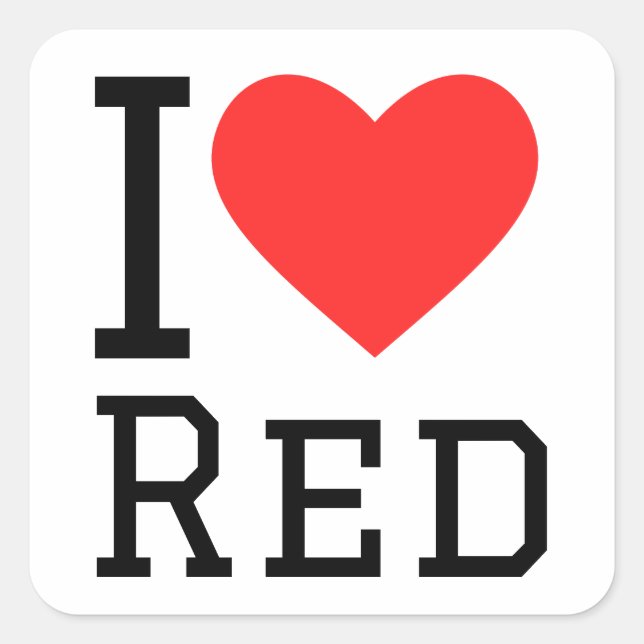 I love red square Stickers (Front)