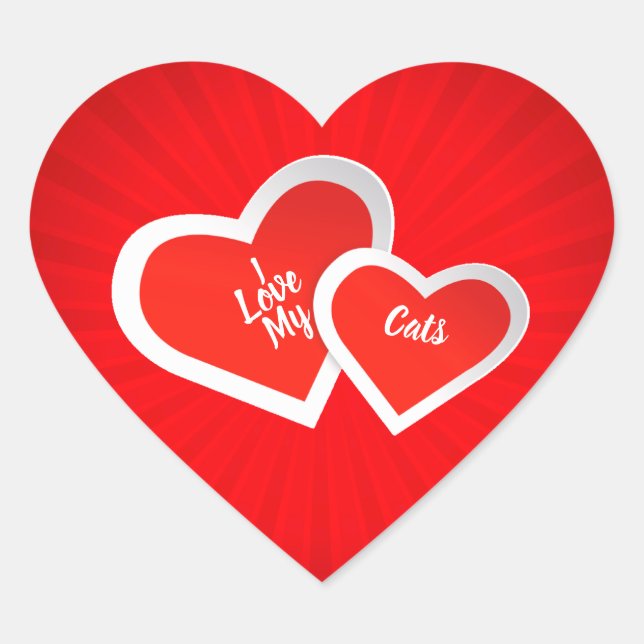 “I Love” Red & White, Cute Hearts .. Personalized Heart Sticker (Front)