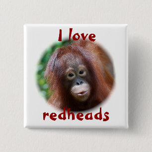 I love redheads 2 inch square button