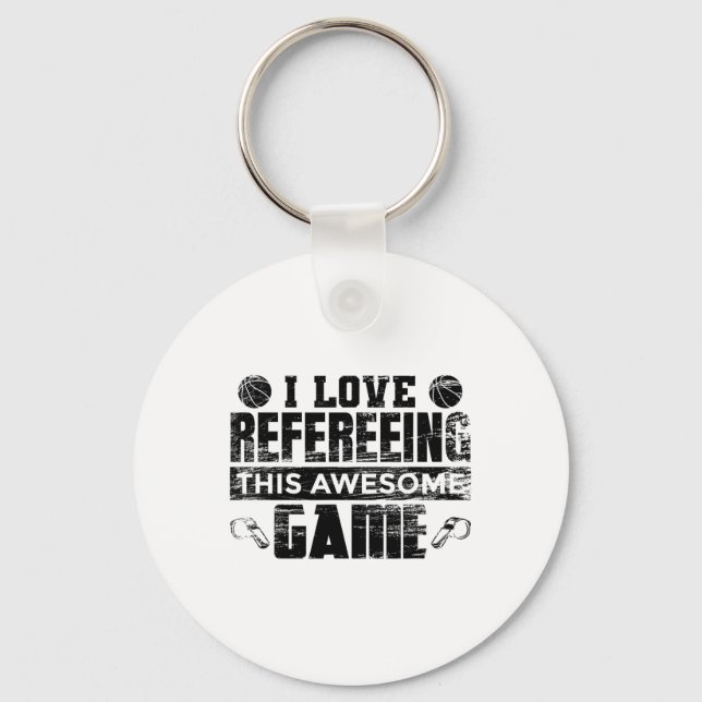 I Love Refereeing This Awesome Game Sketll Referee Keychain (Front)
