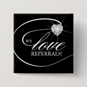 I Love Referrals Button Name Tag Black Jewellery