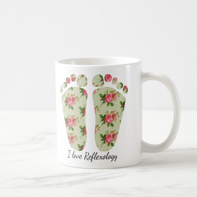 I love reflexology floral feet mug reflexologist (Right)