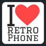 I love retro phone square sticker<br><div class="desc">I love retro phone ,  for geek lovers</div>