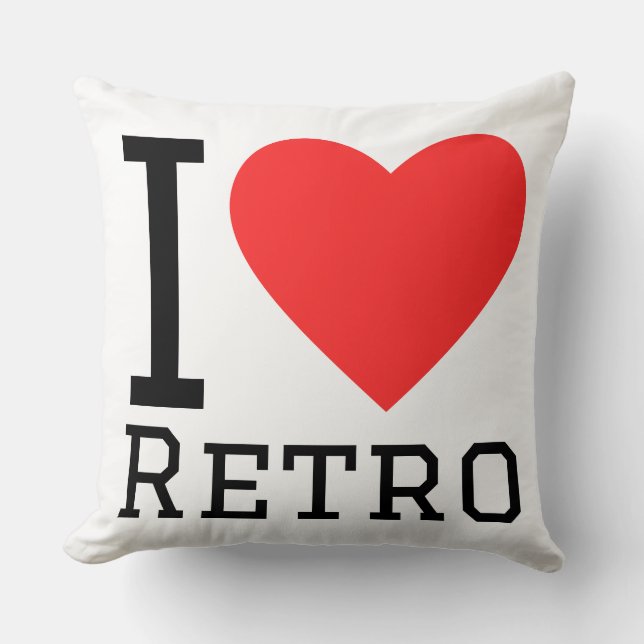 I love retro throw pillow (Front)