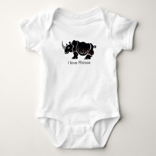 I love RHINOS- Endangered animal graphic Baby Bodysuit