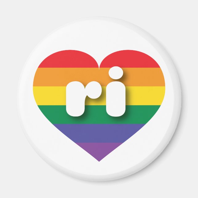 I Love Rhode Island Rainbow Heart Magnet (Front)